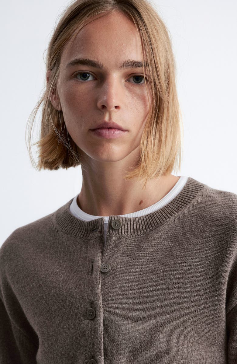 & Other Stories Wool & Cotton Cardigan, Alternate, color, Mole Dark