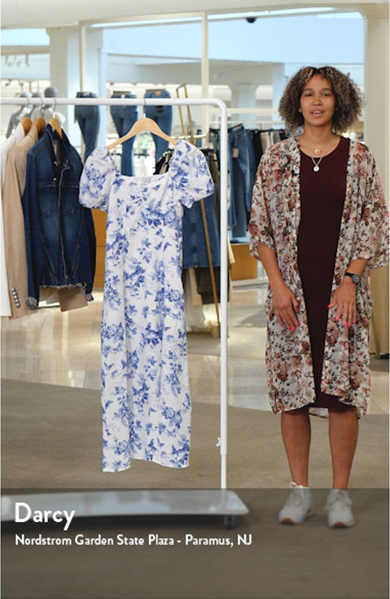 Floral Puff Sleeve Linen Dress, sales video thumbnail