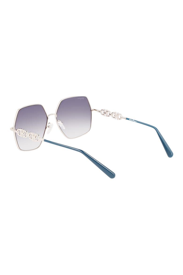 Gancini 61mm Gradient Rectangular Sunglasses, Alternate, color, SILVER/BLUE