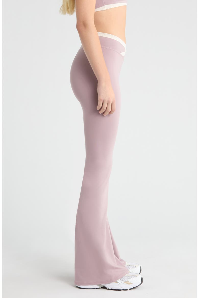 Contrast Crossover Flare Leggings, Alternate, color, QUAIL