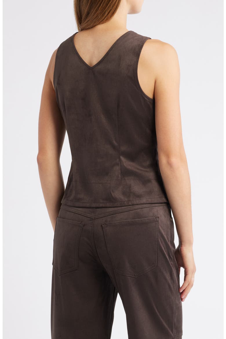 Pleated Hourglass Sleeveless Faux Suede Top, Alternate, color, COFFEE
