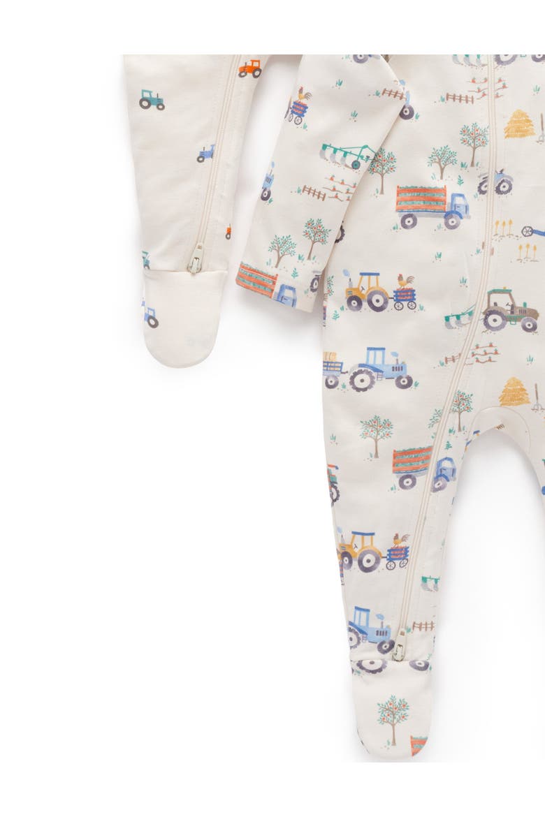 2 Pack Printed Zip Footie, Alternate, color, Farm Vehicles Print