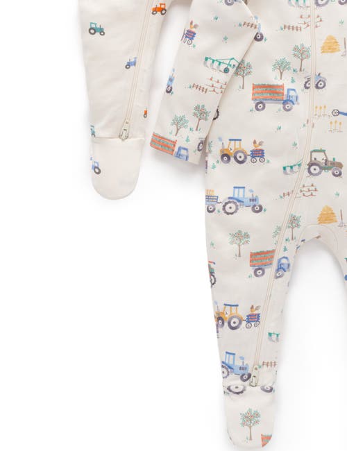 Purebaby 2 Pack Printed Zip Footie In Neutral