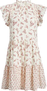 Treasure & Bond Tiered High Neck Shift Minidress