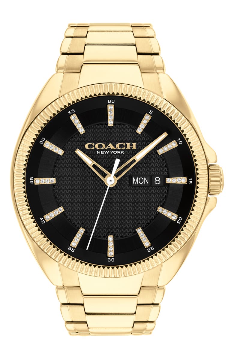 COACH Jackson Quartz Bracelet Watch, Main, color, Black/ Gold