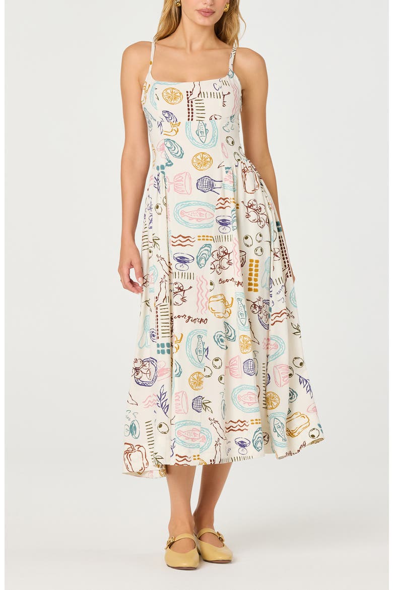 Ansley Mixed Print Dress, Main, color, OFF WHITE PICNIC