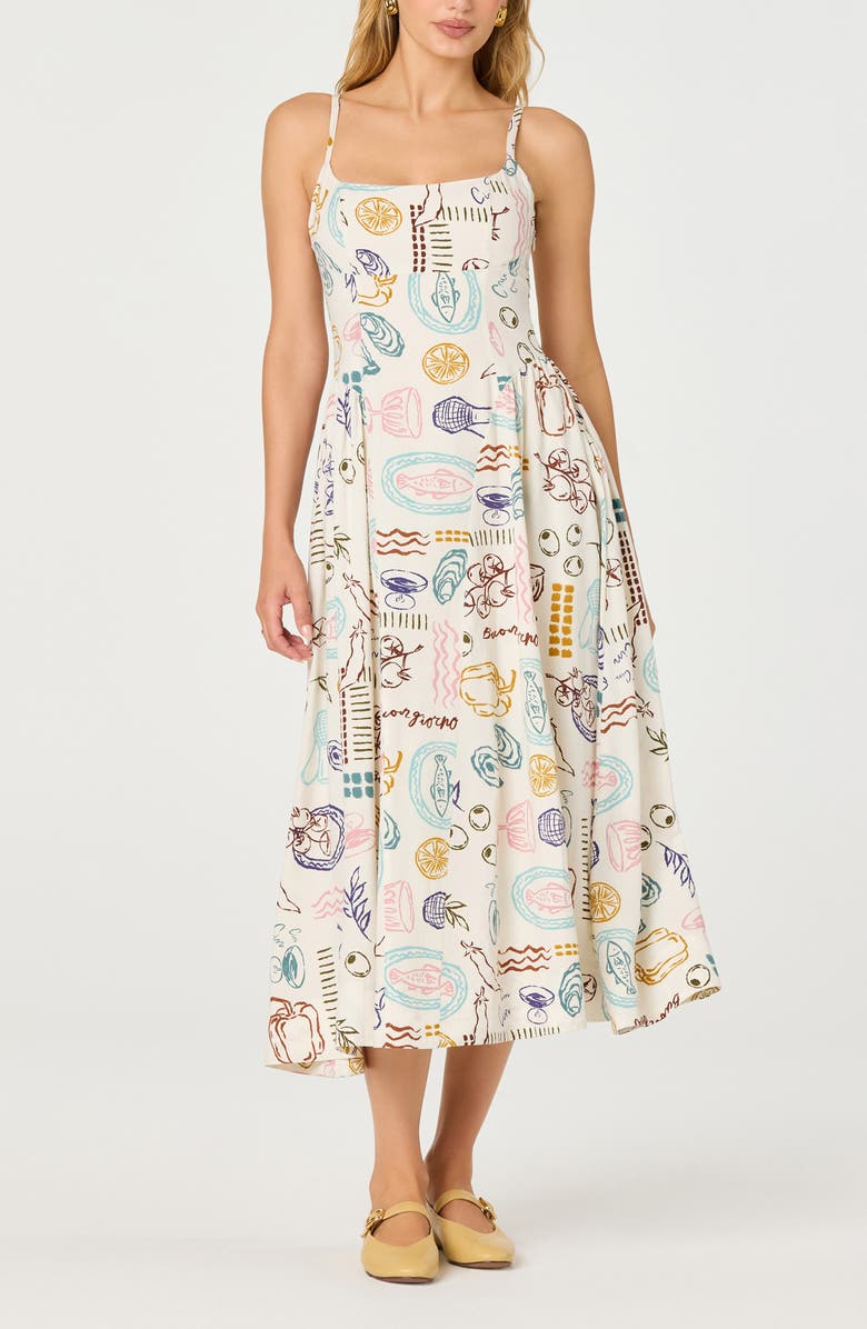 ASTR the Label Ansley Mixed Print Dress, Main, color, Off White Picnic
