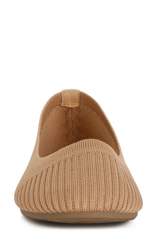 London Rag Ammie Ribbed Knit Ballet Flat In Brown