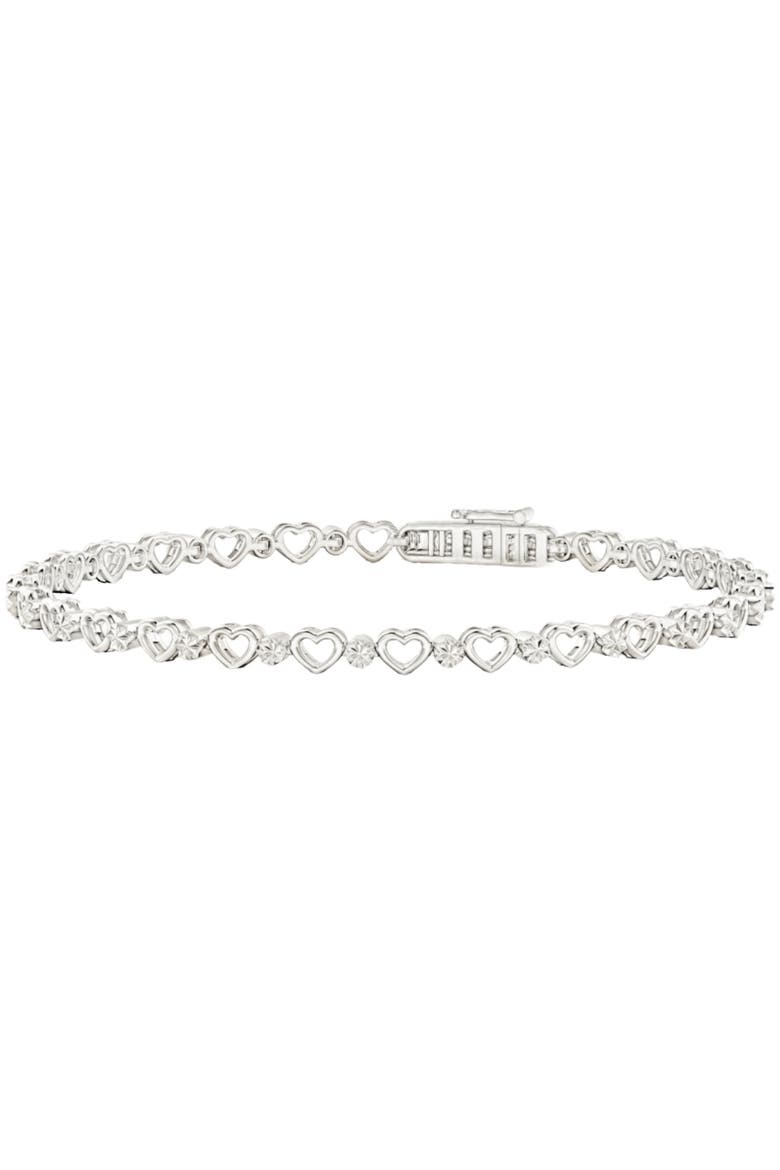 Diamond Cut And Hearts Bracelet, Main, color, Silver