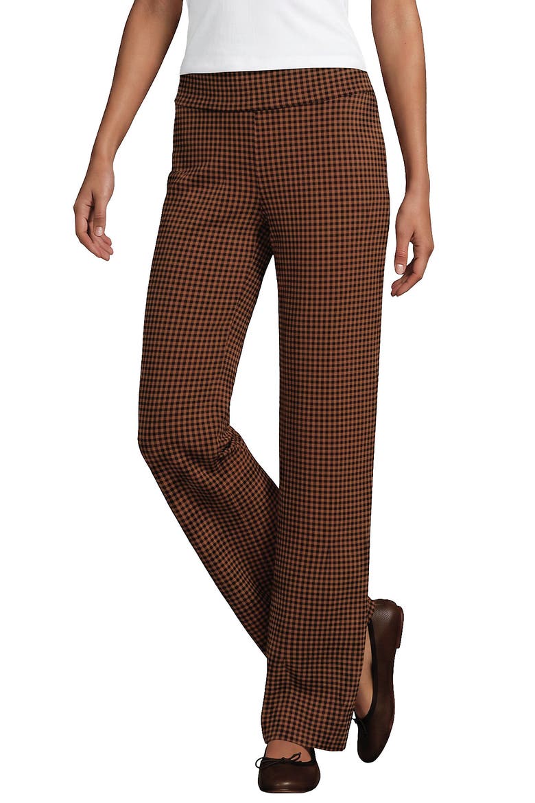 Starfish Mid Rise Straight Leg Pants, Alternate, color, Rich Ginger Brown/Black Check