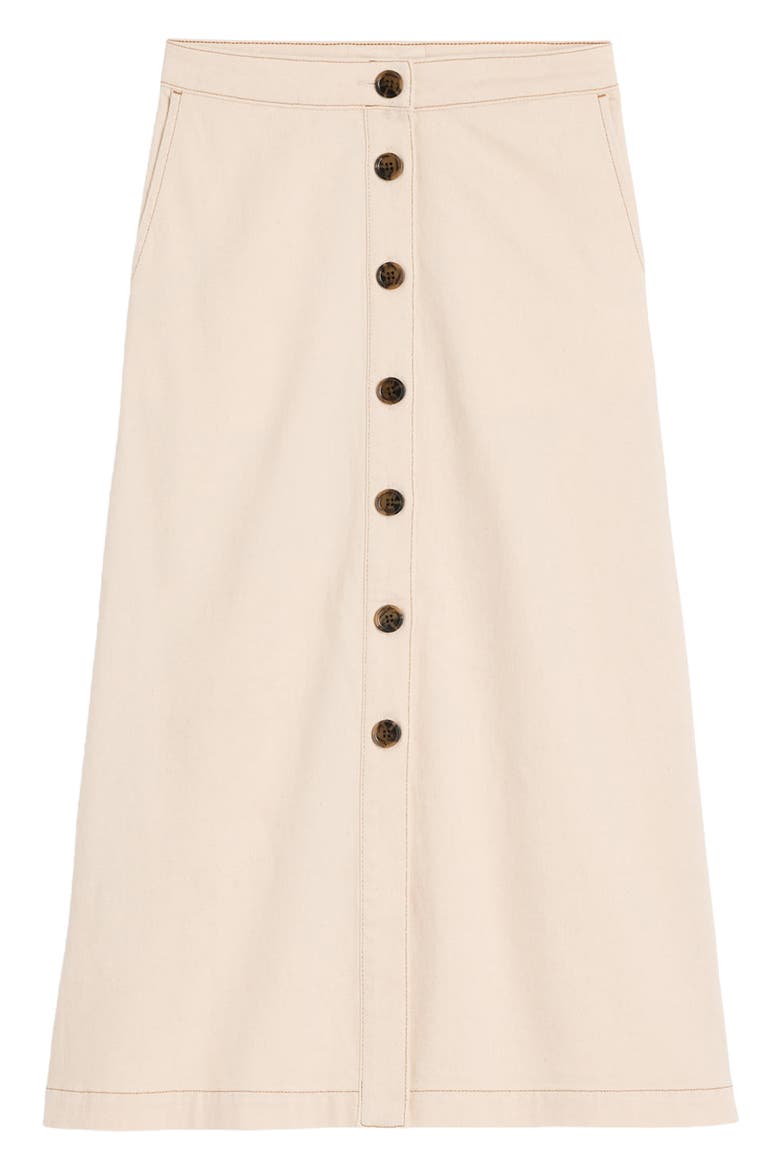 Button Front Denim Midi Skirt, Alternate, color, ECRU