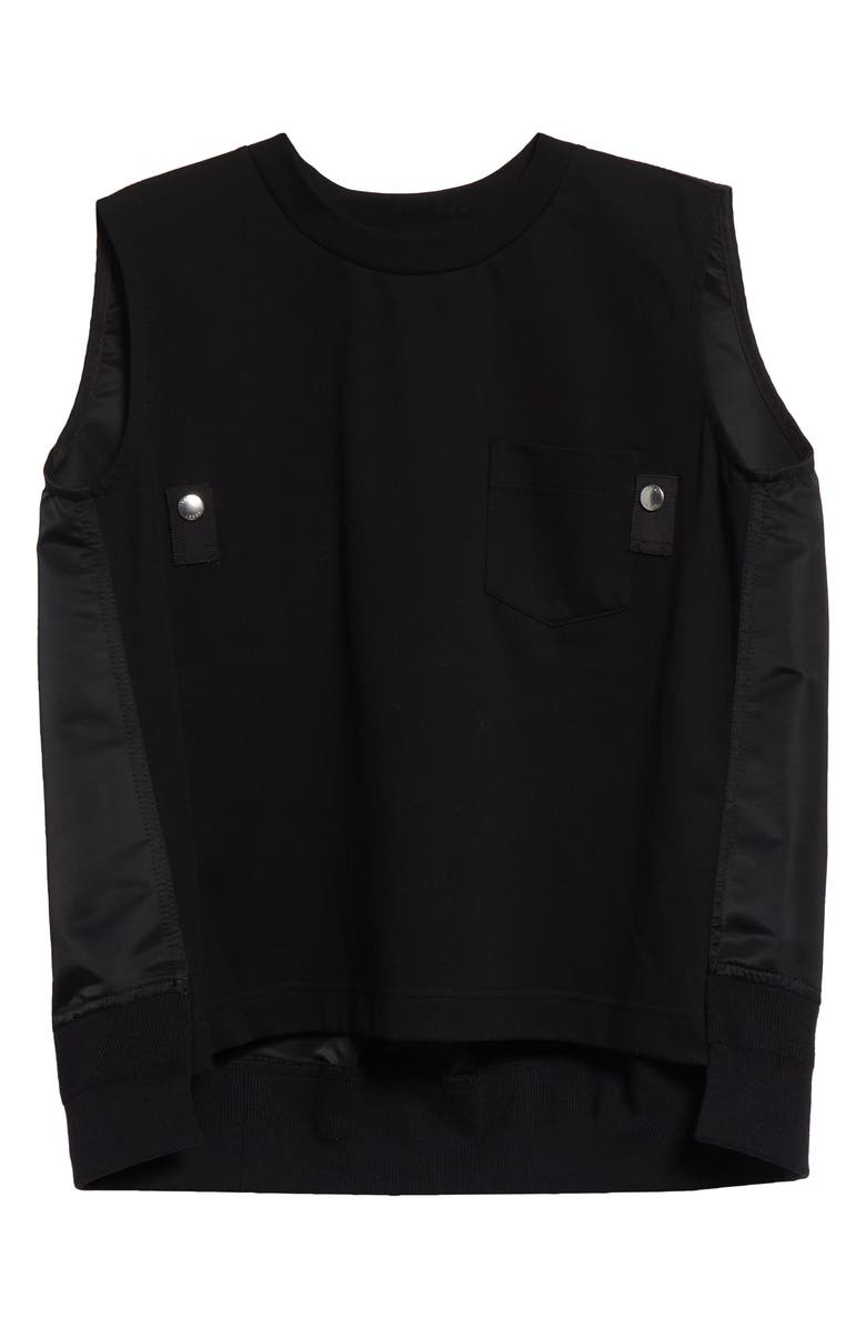 Sacai Nylon Twill & Cotton Jersey Sleeveless Top, Alternate, color,