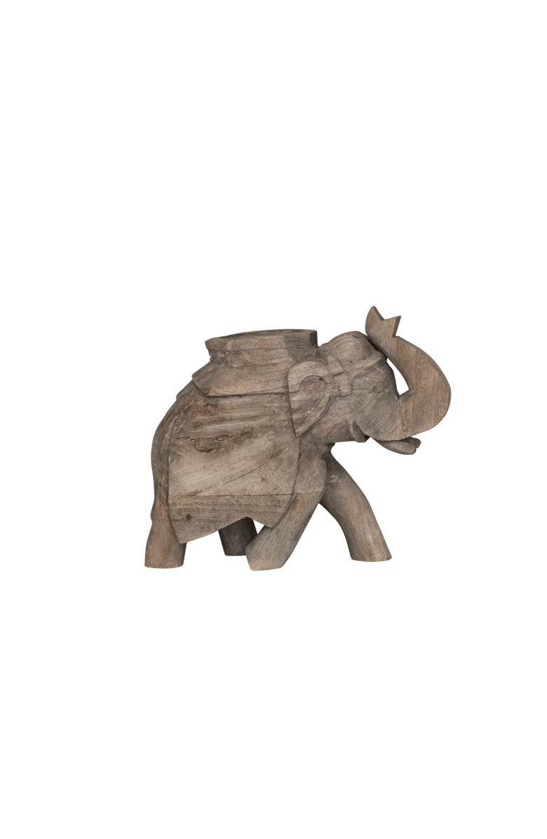 Storied Home 7 Inches Hand-Carved Mango Wood Elephant Figurine Décor, Main, color, 