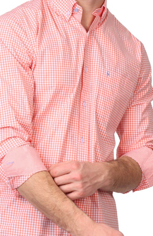 TAILORBYRD TAILORBYRD GINGHAM STRETCH COTTON BUTTON-UP SHIRT 