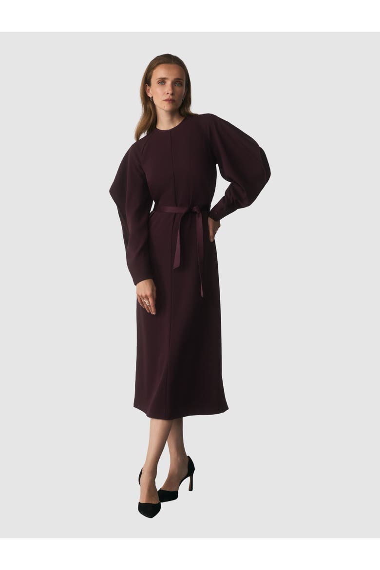 Asti Long Sleeve Midi Crepe Dress, Main, color, Purple