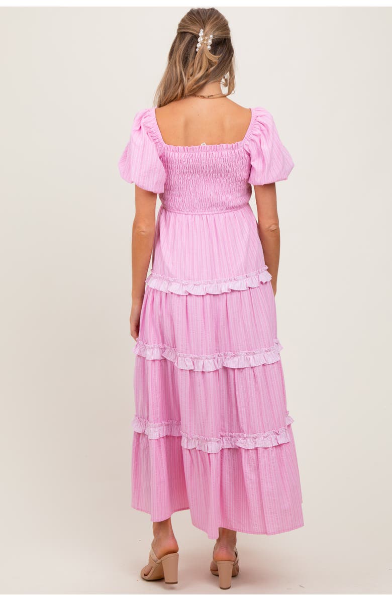 PinkBlush Smocked Ruffle Tiered Puff Sleeve Maxi Dress, Alternate, color, Pink