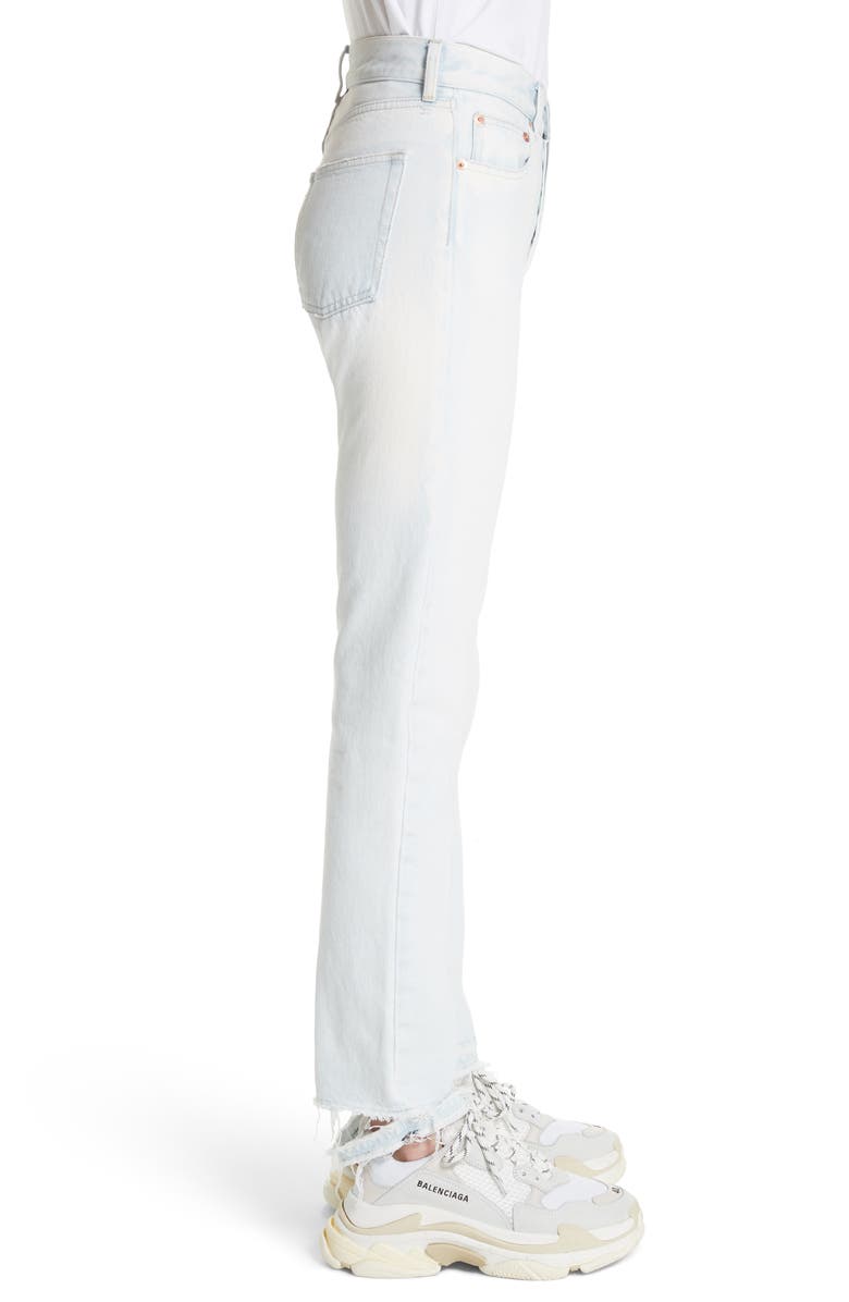 Balenciaga Destroyed Hem Straight Leg Jeans, Alternate, color,