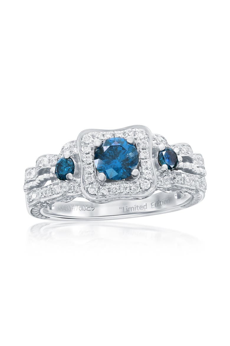 14K White Gold 0.47ct Blue Diamond & 0.29cttw Diamond Ring, Main, color, White Gold