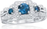 SOUZANA by Suzy Levian 14K White Gold 0.47ct Blue Diamond & 0.29cttw Diamond Ring