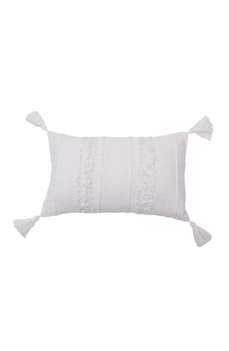 carol
frank Barton Cotton Woven Throw Pillow with Tassels - Insert Included, Main, color, White