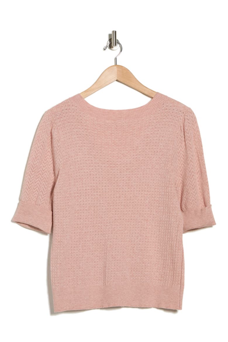 Pointelle Stitch Sweater, Alternate, color, NEW PINK