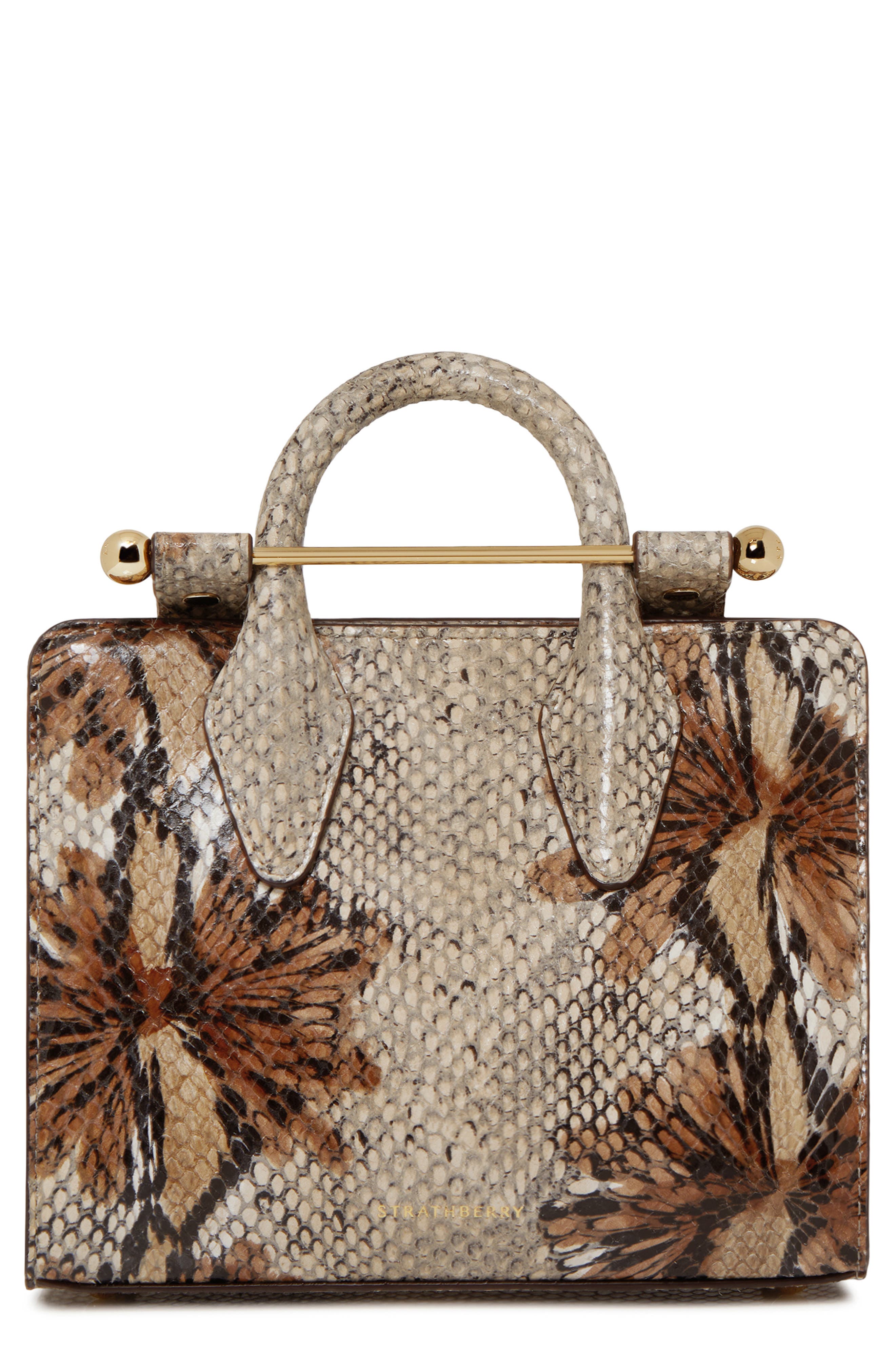 Strathberry Nano Snakeskin Embossed Goatskin Leather Tote, Main, color, 