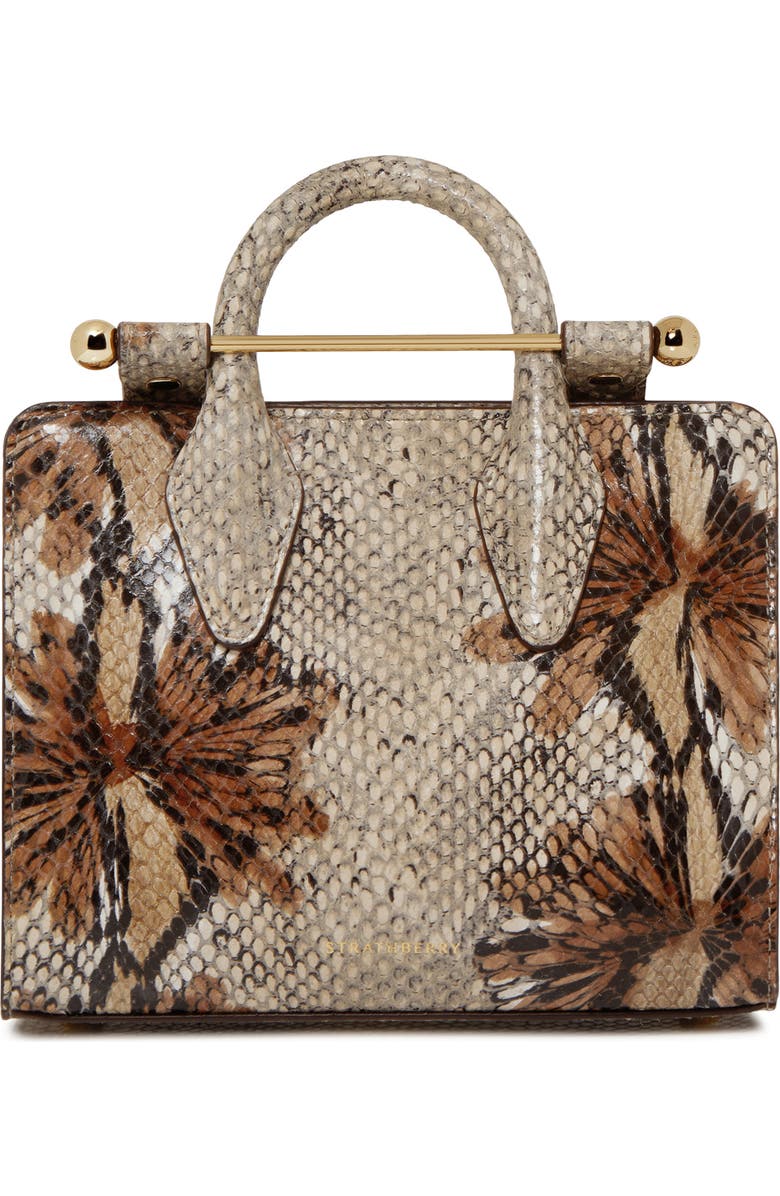 Strathberry Nano Snakeskin Embossed Goatskin Leather Tote, Main, color,