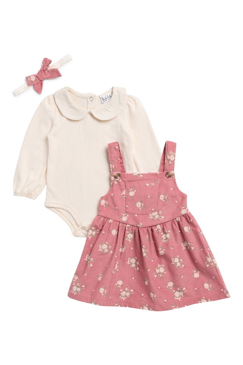 Kids' 3-Piece Jumper Dress, Bodysuit & Headband Set, Main, color, DUSTY ROSE