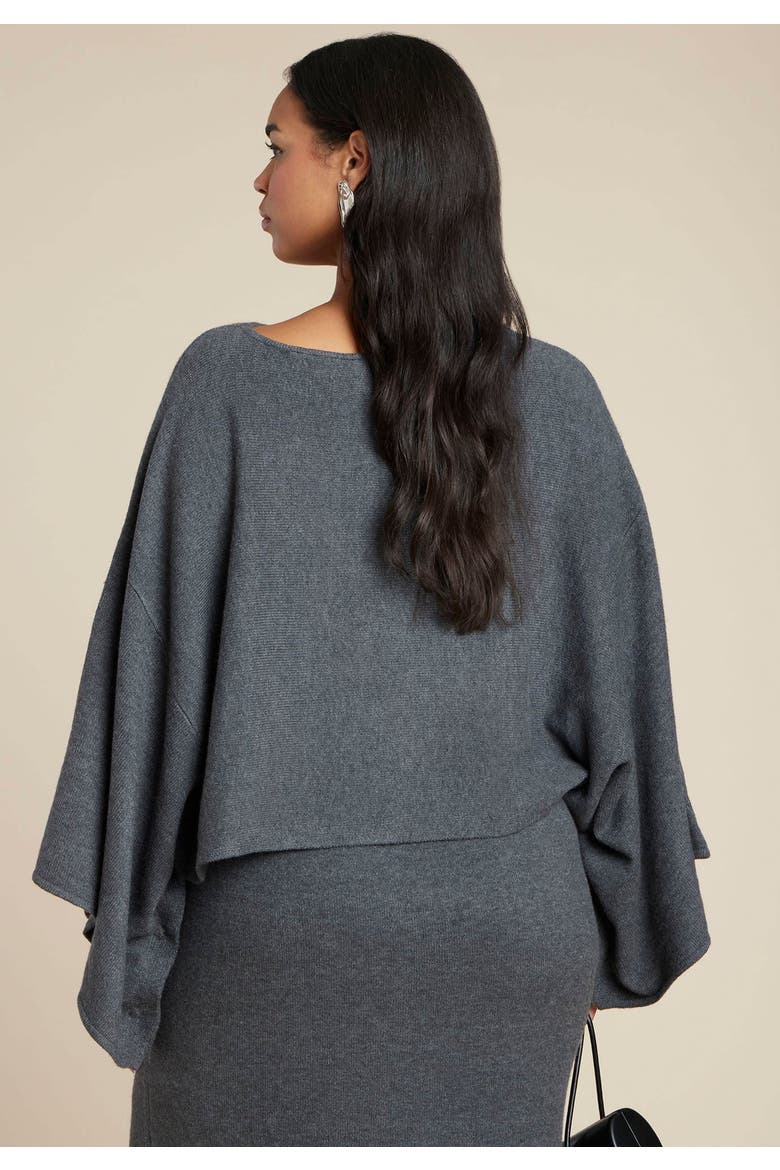 Draped Cropped Sweater, Alternate, color, DARK HEATHER GREY