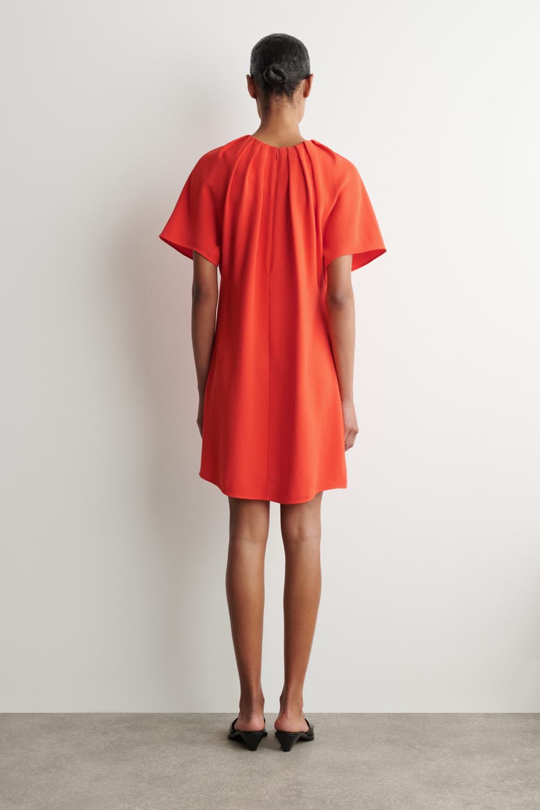 Gathered Short-sleeved Mini Dress, Alternate, color, ORANGE