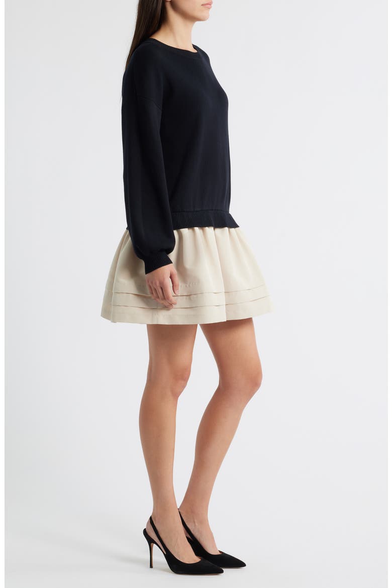 Long Sleeve Twofer Sweater Dress, Alternate, color, BLACK/ CREAM