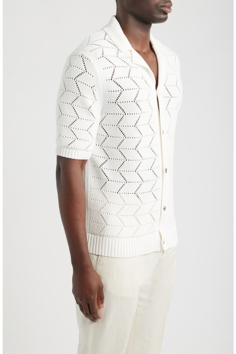 Dalkeith Open Knit Camp Shirt, Alternate, color, WHITE