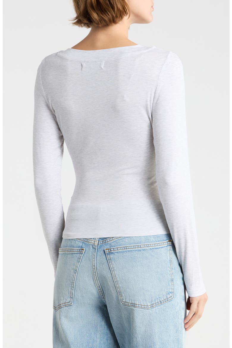 Long Sleeve Faux Wrap Crop Top, Alternate, color, LIGHT HEATHER GREY