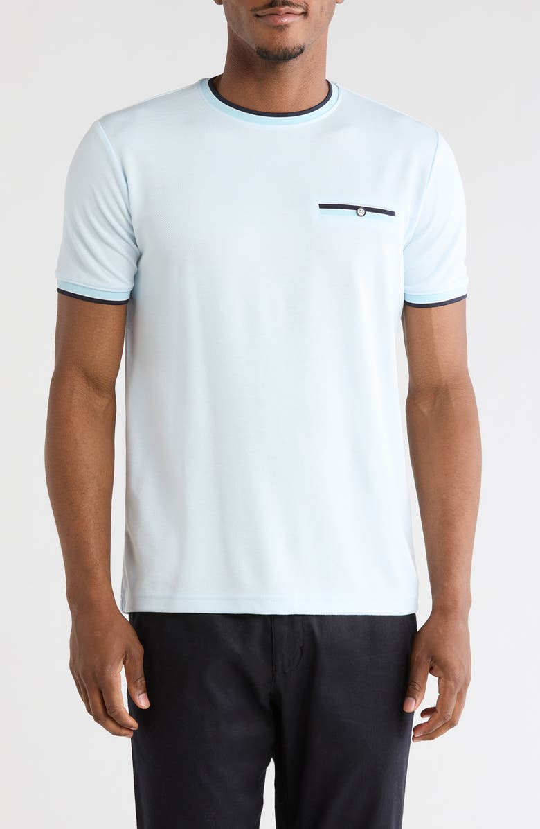 DENIM AND FLOWER Tipped Crewneck T-Shirt, Main, color, Light Blue