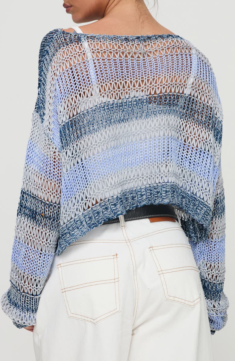 Princess Polly Perren Stripe Sheer Sweater, Alternate, color, Blue Stripe