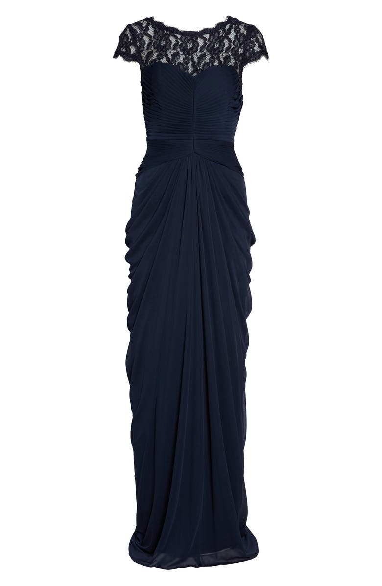 Adrianna Papell Lace Yoke Drape Gown, Alternate, color,