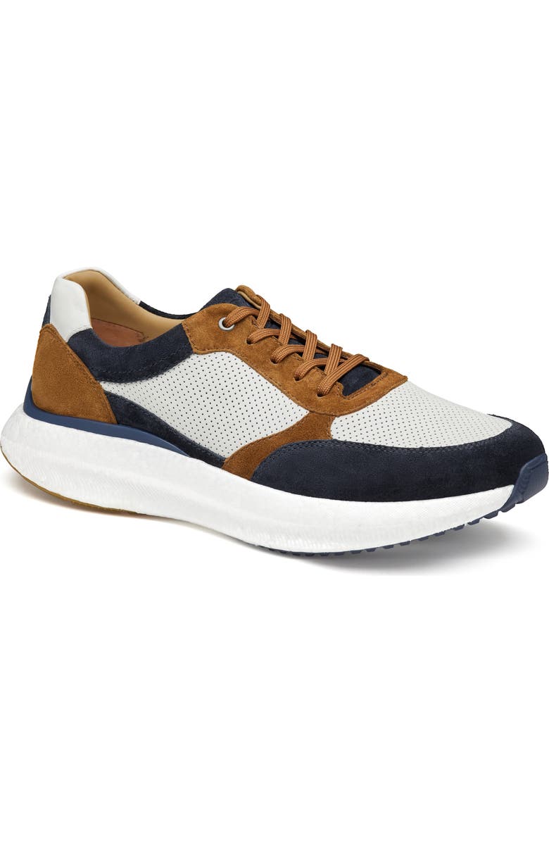 Johnston & Murphy Briley Perforated Sneaker, Main, color, Navy Multi Suede/Full Grain