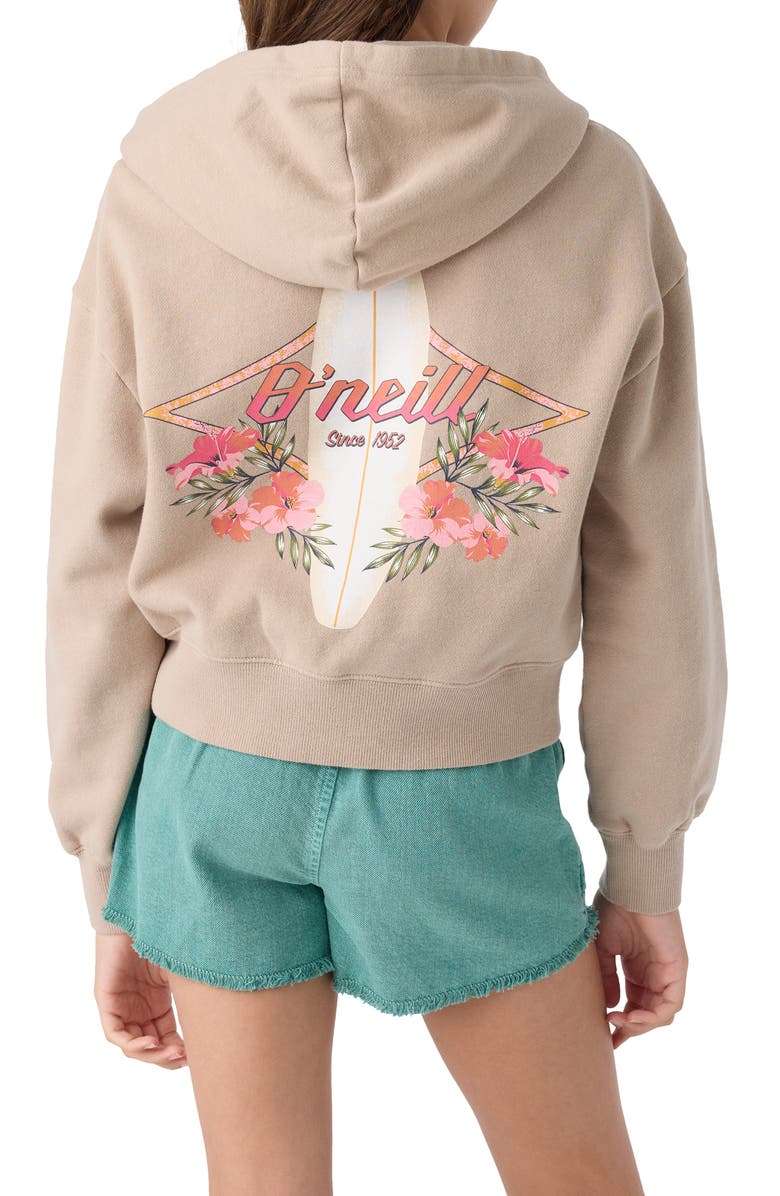 O'Neill Kids' Darcie Graphic Zip-Up Hoodie, Alternate, color, Simply Taupe