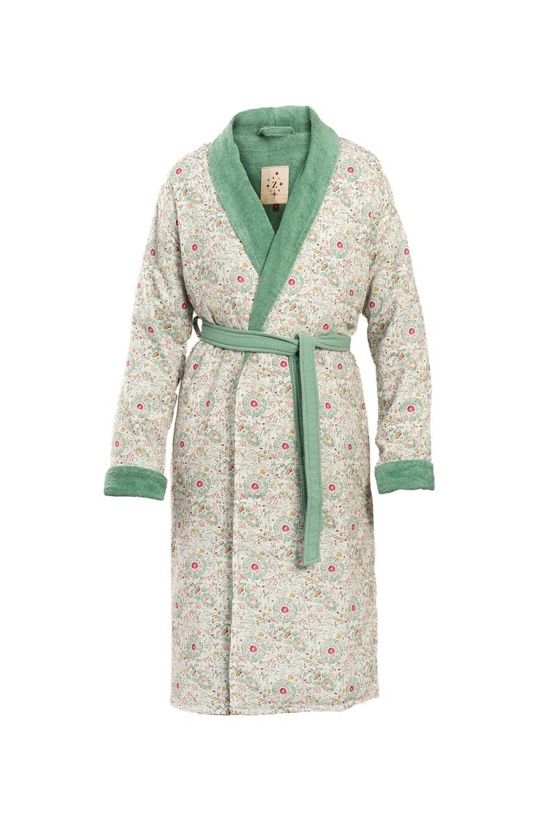 Tabea Shawl Collar Muslin 100% Cotton Bathrobe, Main, color, Green
