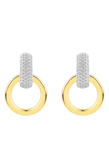 Gabi Rielle Two-tone Cubic Zirconia Doorknocker Earrings