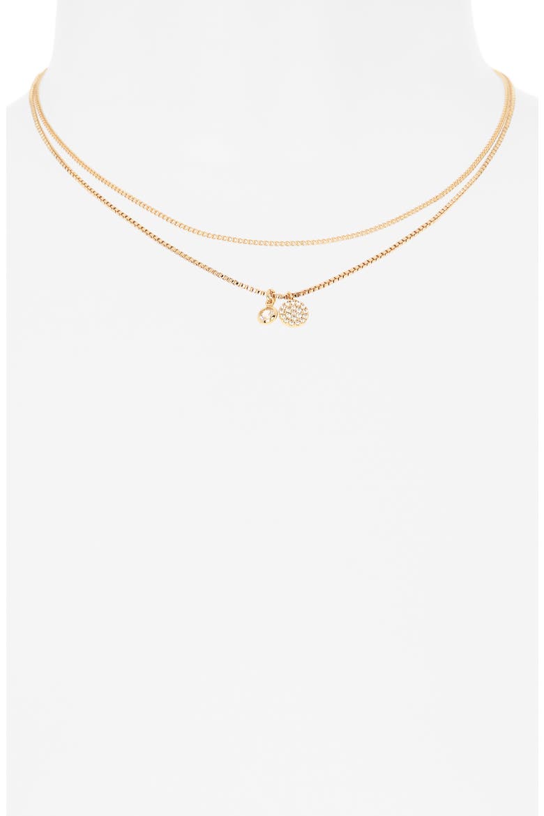 Dainty Pavé Disc Chain Necklace, Main, color, GOLD
