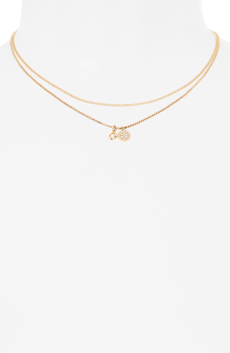 Ettika Dainty Pavé Disc Chain Necklace, Main, color, Gold