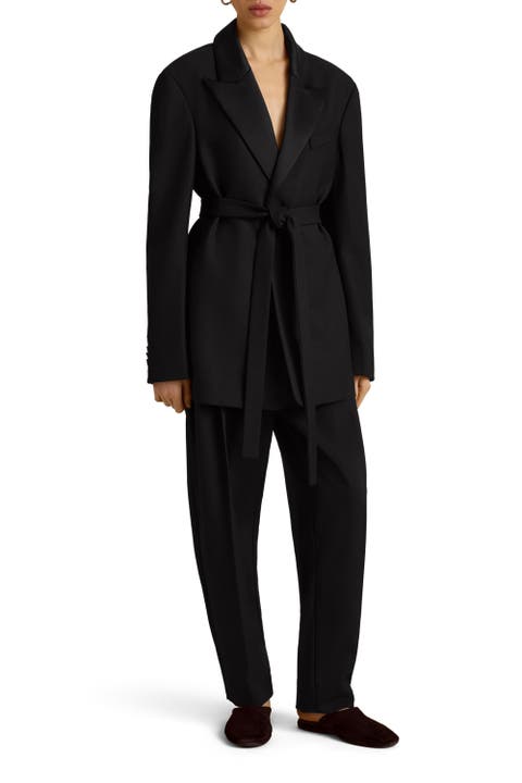 Boyfriend Blazer w/ Peak Lapel & Belt