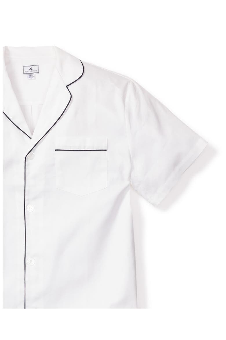 Contrast Piping Cotton Short Pajamas, Alternate, color, WHITE