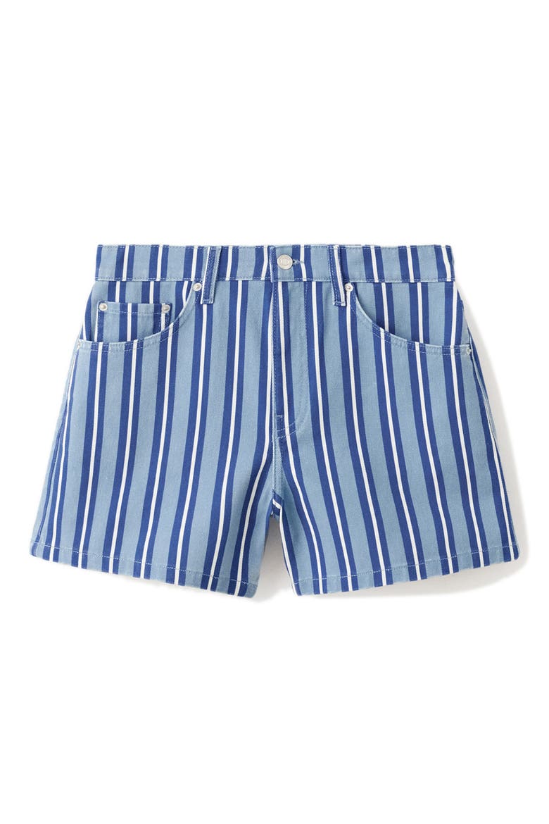 Stripe Denim Shorts, Alternate, color, BLUE