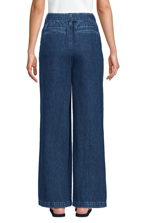 Lands' End High Ridge Twill Pull On Pleated Wide Leg Pants In Crawford Wash