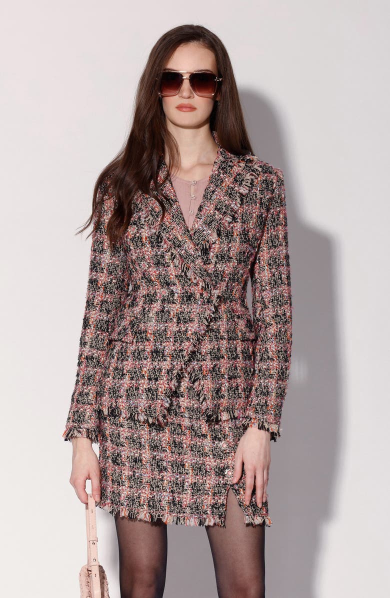 Walter Baker Annalise Fringe Tweed Blazer, Alternate, color, Verona Tweed