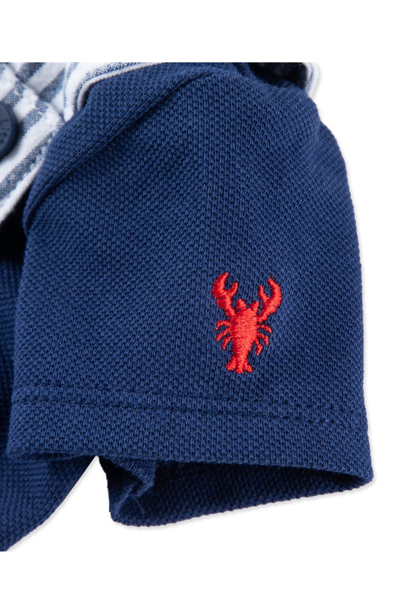 Little Me Lobster Polo & Overalls Set, Alternate, color, Navy