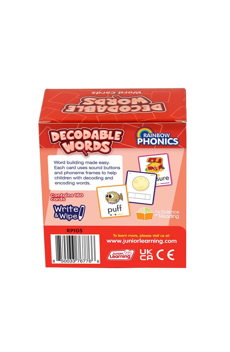 Junior Learning Rainbow Phonics Decodable Word Flash Cards, Alternate, color, Multicolored