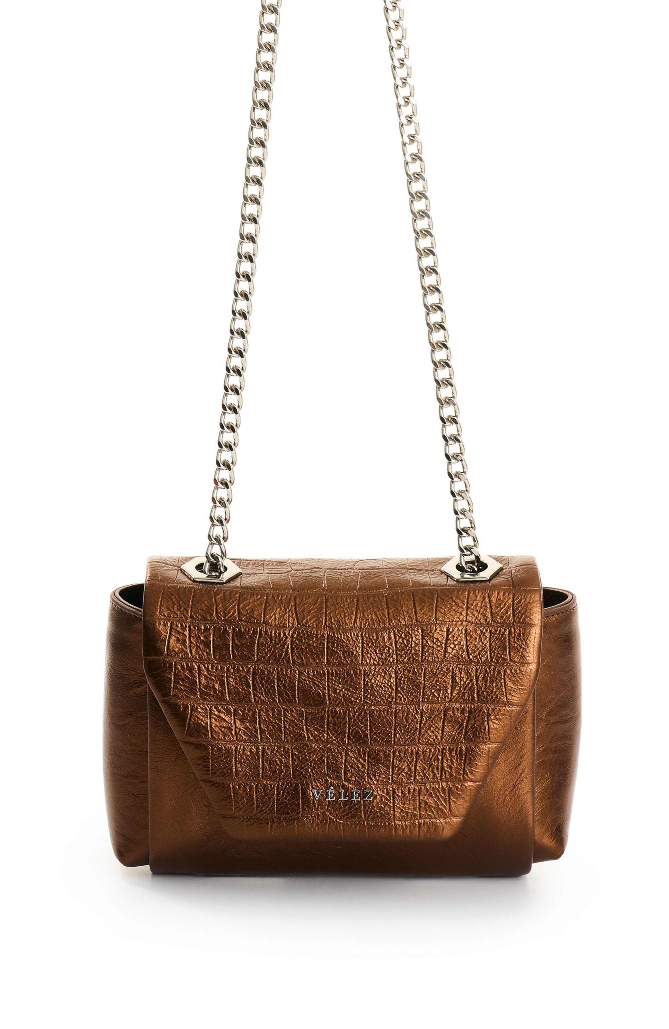 Velez Mini Lili Women's Leather Crossbody Bag, Main, color, Bronze
